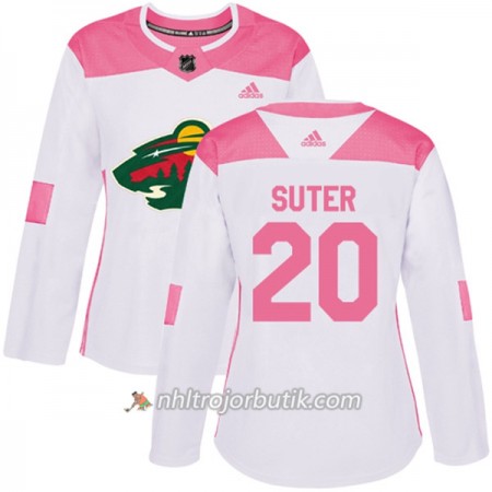 Dame Ishockey Minnesota Wild Tröja Ryan Suter 20 Adidas 2017-2018 Vit Rosa Fashion Authentic